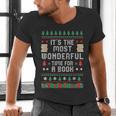 Book Lover Christmas Reader Ugly Sweater Tee Xmas New Year Men's V-Neck T-Shirt Book Lover Christmas Reader Ugly Sweater Tee Xmas New Year Men's V-Neck T-Shirt