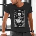 Book Lover The Reader Tarot Card Skeleton Reading Men's V-Neck T-Shirt