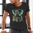 Book Lover Reading Fantasy Dragon Men's V-Neck T-Shirt Book Lover Reading Fantasy Dragon Men's V-Neck T-Shirt