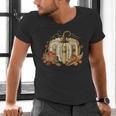 Book Pumpkin Fall Reading Thanksgiving Teacher Librarian Men's V-Neck T-Shirt
