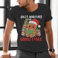 Book Reading Just Waiting For Christmas Gingerbread Men's V-Neck T-Shirt