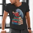 Book Reading Book Reader Manatees Sea Animal Sea Cow Manatee Men's V-Neck T-Shirt Book Reading Book Reader Manatees Sea Animal Sea Cow Manatee Men's V-Neck T-Shirt