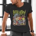 Graphic Book Worm Monster Horror Reading Book Lover Men's V-Neck T-Shirt