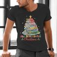 All Booked For Christmas Book Lovers Xmas Tree Lights Men's V-Neck T-Shirt