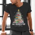 All Booked For Christmas Coquette Books Teacher Xmas Tree Men's V-Neck T-Shirt
