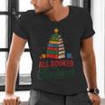 All Booked For Christmas Librarian Reader Xmas Pajama Men's V-Neck T-Shirt