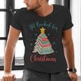 All Booked For Christmas Tree Book Bookish Christmas Men's V-Neck T-Shirt