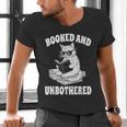 Booked And Unbothered Cat Reading Book Lovers Men's V-Neck T-Shirt