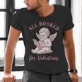 All Booked For Valentines Cute Cherub Vintage Book Lover Men's V-Neck T-Shirt