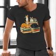 Bookish Cat Lover Cute Reading Squad Books & Kittens Love Men's V-Neck T-Shirt