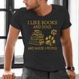 I Like Books And Dogs And Maybe 3 People Book Dog Lovers Men Women Men's V-Neck T-Shirt
