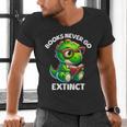 Books Never Go Extinct Reading Dinosaur Bookish Nerdy Men's V-Neck T-Shirt