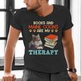 BOOKS AND MAINE COONS ARE MY THERAPY Main Coon Men's V-Neck T-Shirt BOOKS AND MAINE COONS ARE MY THERAPY Main Coon Men's V-Neck T-Shirt