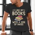 I Like My Books With a Side Of Panic Thriller Men's V-Neck T-Shirt I Like My Books With a Side Of Panic Thriller Men's V-Neck T-Shirt