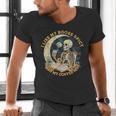 I Like My Books Spicy & My Coffee Icy Skeleton Read Book Men's V-Neck T-Shirt