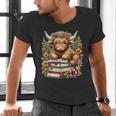 Bookworm Cute Highland Cow Reading Book Men's V-Neck T-Shirt