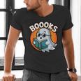 BOOOKS Cute Ghost Reading Books Halloween Men's V-Neck T-Shirt BOOOKS Cute Ghost Reading Books Halloween Men's V-Neck T-Shirt