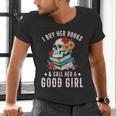 I Buy Her Books Call Her A Good Girl Book Lover Skull Men's V-Neck T-Shirt