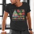 All Is Calm Said No Teacher Ever Book Christmas Tree Men's V-Neck T-Shirt