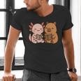 Capybara Axolotl Kawaii Kids Anime Book Lover Reading Men's V-Neck T-Shirt