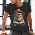 Capybara Bookworm Rodent Reading a Book Men's V-Neck T-Shirt