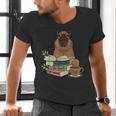 Capybara Glasses Reading Books Capybara Nerd Bookworm Men's V-Neck T-Shirt