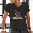 Cat Book Flowers Men's V-Neck T-Shirt