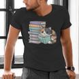 Cat On Books Pets Cats Reading Book Nerd Read Reader Bookcat Men's V-Neck T-Shirt