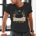 Cat On Open Book Mushrooms Ferns Dark Academia Men's V-Neck T-Shirt