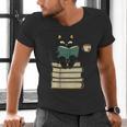 Cat Reading Book Men's V-Neck T-Shirt