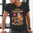 Cat Shirts For Women Book Lover Shirt Cats And Books Men's V-Neck T-Shirt