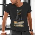 Cat Sitting On Books Men's V-Neck T-Shirt Cat Sitting On Books Men's V-Neck T-Shirt