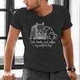 Cats Books And Coffee – My Perfect Day Cat Lover Men's V-Neck T-Shirt