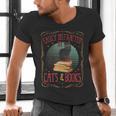 Cats And Books Lover Reading Literary Feline Humor Men's V-Neck T-Shirt Cats And Books Lover Reading Literary Feline Humor Men's V-Neck T-Shirt