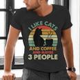 Cats Coffee & 3 People Tee Cute Font Introvert Humor Men's V-Neck T-Shirt