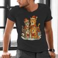 Cats Reading Books Christmas Tree Men's V-Neck T-Shirt