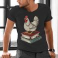 Chicken Books Back To School First Day Of School Boys Girls Men's V-Neck T-Shirt