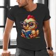 Chicken Reading a Book Farm Animal Chick Men's V-Neck T-Shirt Chicken Reading a Book Farm Animal Chick Men's V-Neck T-Shirt
