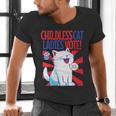 Childless Cat Ladies Vote Kamala Harris Cute Comic Book Cat Men's V-Neck T-Shirt Childless Cat Ladies Vote Kamala Harris Cute Comic Book Cat Men's V-Neck T-Shirt