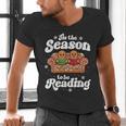 Christmas Book Lover Gingerbread Library Reading Bookaholic Men's V-Neck T-Shirt Christmas Book Lover Gingerbread Library Reading Bookaholic Men's V-Neck T-Shirt