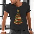 Christmas Book Tree Bookshelf Holiday For Readers Librarians Men's V-Neck T-Shirt Christmas Book Tree Bookshelf Holiday For Readers Librarians Men's V-Neck T-Shirt