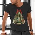 Christmas Book Tree Coquette Bow Xmas Reading Librarian Girl Men's V-Neck T-Shirt Christmas Book Tree Coquette Bow Xmas Reading Librarian Girl Men's V-Neck T-Shirt