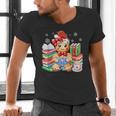 Christmas Gingerbread Man Reading Book Snowflake Teacher Men's V-Neck T-Shirt Christmas Gingerbread Man Reading Book Snowflake Teacher Men's V-Neck T-Shirt