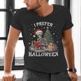 Christmas Outfit I Prefer Halloween Book Reading Skeleton Men's V-Neck T-Shirt Christmas Outfit I Prefer Halloween Book Reading Skeleton Men's V-Neck T-Shirt