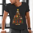 Christmas Tree Bookshelf Book Lover Library Men Women Kids Men's V-Neck T-Shirt