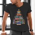 Christmas Tree Made Of Books Librarian Reader Holiday Men's V-Neck T-Shirt Christmas Tree Made Of Books Librarian Reader Holiday Men's V-Neck T-Shirt