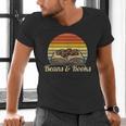 Coffee Beans & Books Retro Bookworm Librarian Men's V-Neck T-Shirt