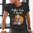 Coffee Cats & Books Lover For Women & Girls Coffee Men's V-Neck T-Shirt