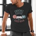 Coffee Crochet Good Book Bookish Yarn Crafter Men's V-Neck T-Shirt Coffee Crochet Good Book Bookish Yarn Crafter Men's V-Neck T-Shirt