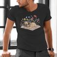Color Floral Cute Pug Dog On Book Reading Bookworm Reader Men's V-Neck T-Shirt Color Floral Cute Pug Dog On Book Reading Bookworm Reader Men's V-Neck T-Shirt
